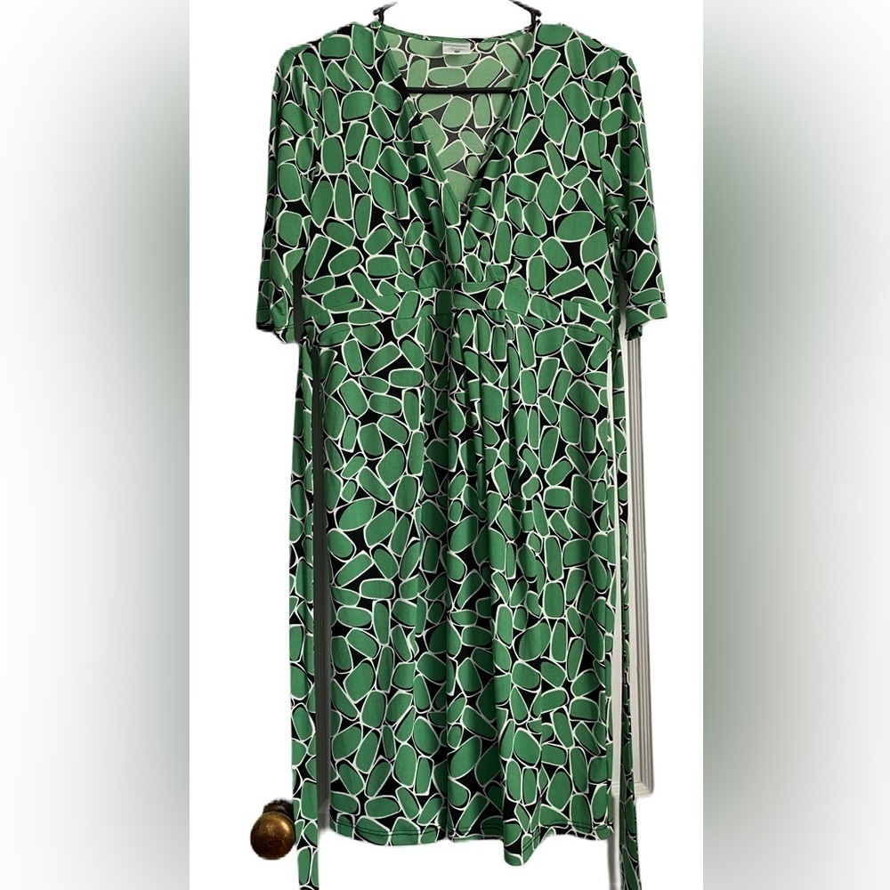 Motherhood Maternity Pullover Short Sleeves V -Neck MIDI Dress, Size: Small